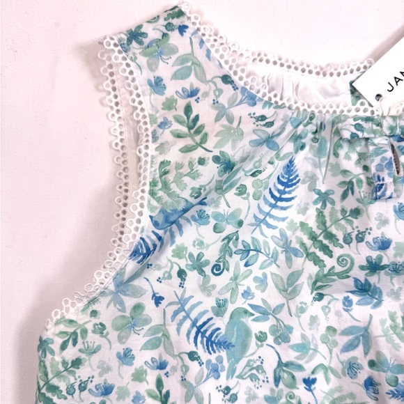 NWT JANIE AND JACK Girls Blue Floral Trim Sleeveless Top Summer Size 8 NEW - Picture 5 of 13